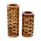 Brown Teak Wood Contemporary Style Vase, 16" x 6" x 6"